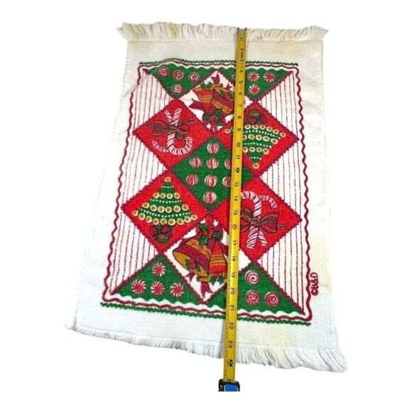 Vintage MCM Christmas Tree Kitchen Hand Dish Towel Candy Cane 23”X15 Peppermint - Picture 4 of 8